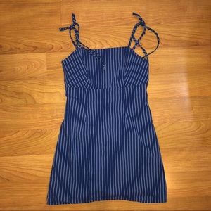 PacSun Lottie Moss Tie Strapless Blue Striped Mini